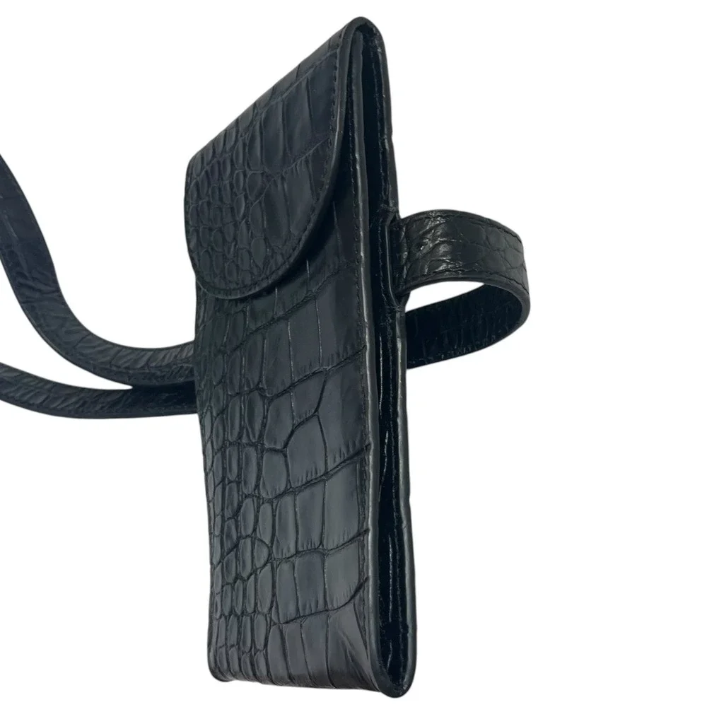 Cuyana Convertible Croc Embossed Mini Belt Bag Black Leather Crossbody Luxury